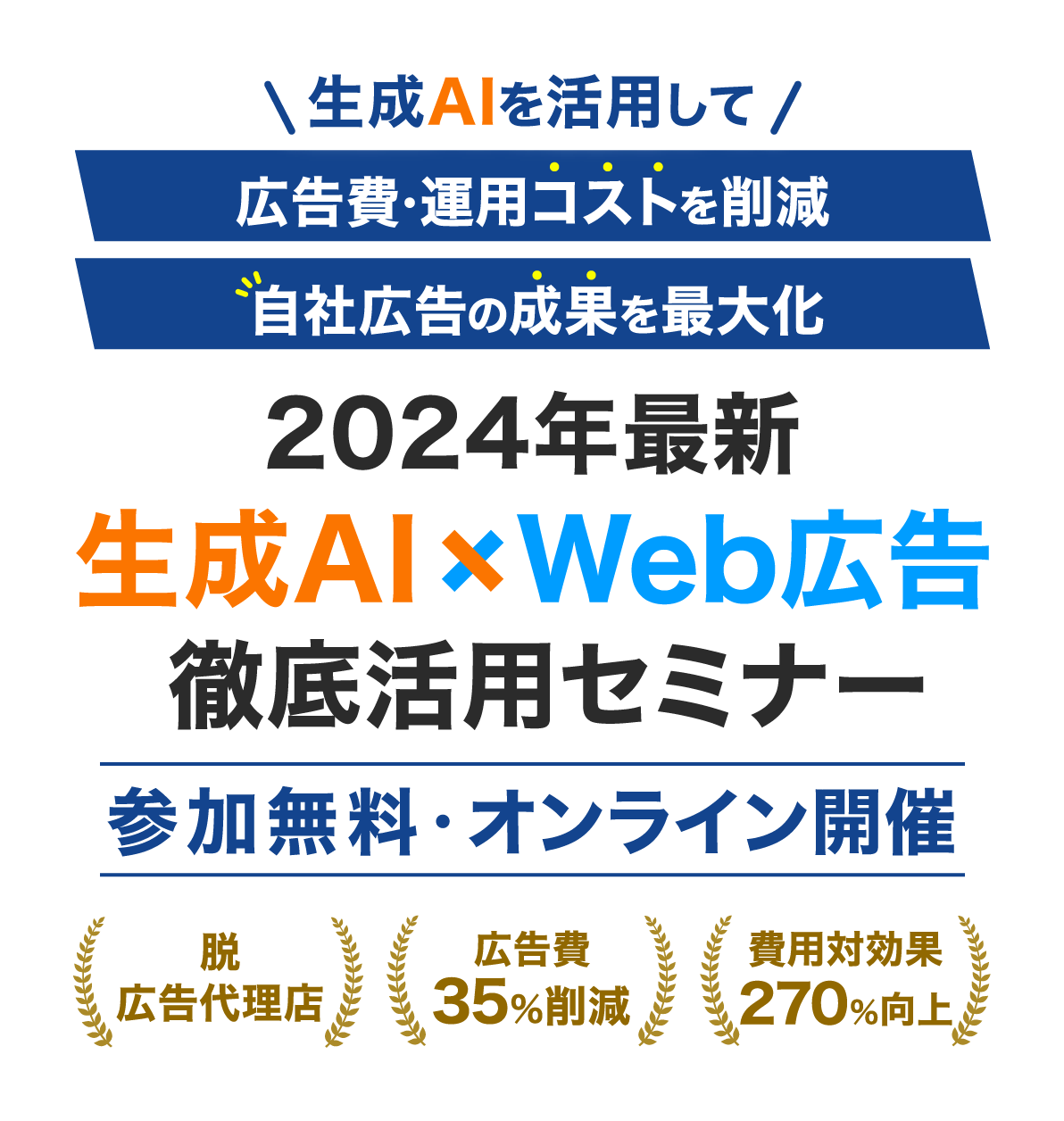 生成AIを活用して広告費・運用コストを削減自社広告の成果を最大化2024年最新生成AI×Web広告 徹底活用セミナー参加無料・オンライン開催